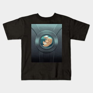 Yellow Golden Retriever Puppy Sleeping Underwater Spaceship Kids T-Shirt